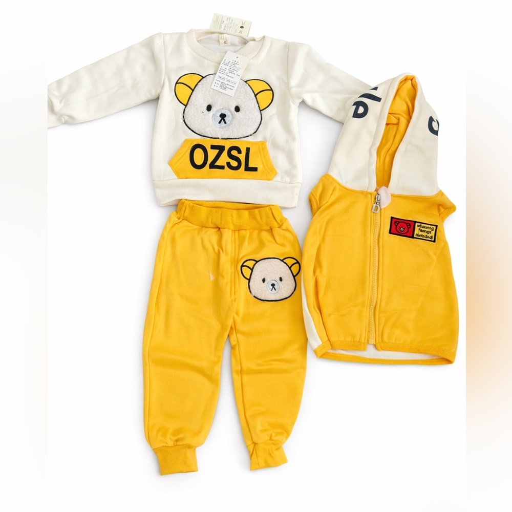 Cute Bear Print Baby Outfit Set